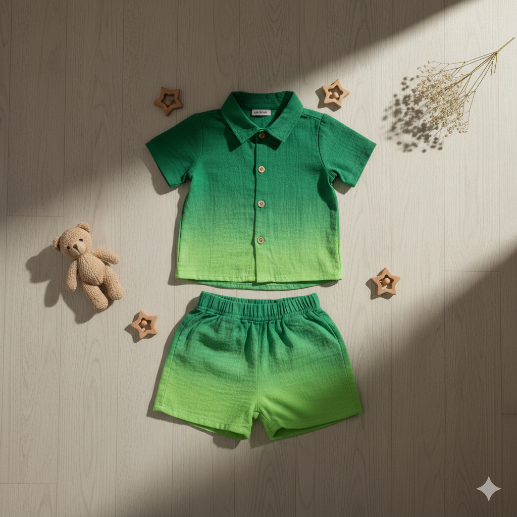 Moss Green Ombre Bengal Muslin - 5.5 meter