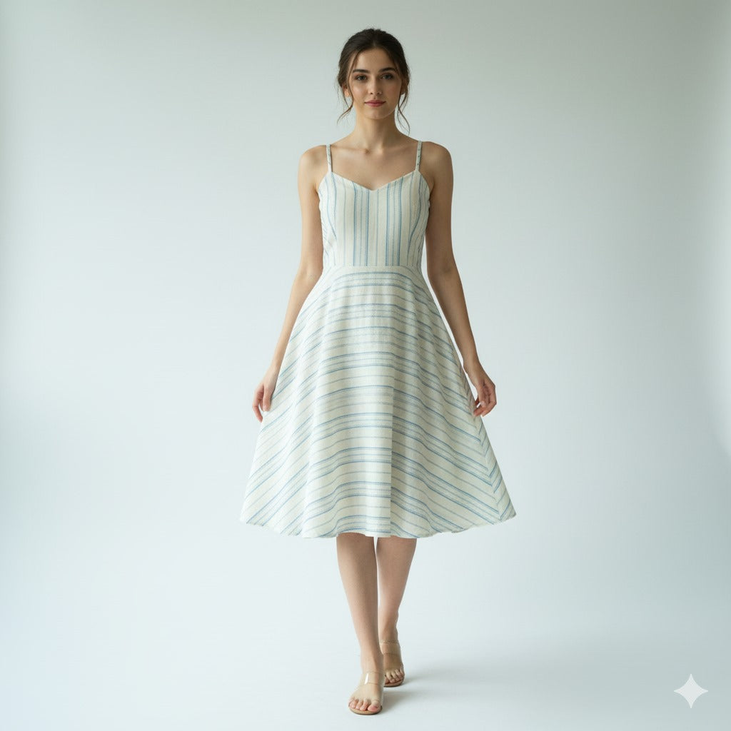 Pinstripe indigo-white muslin - by the meter