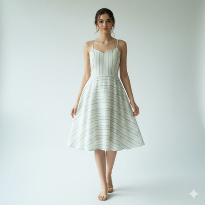 Pinstripe indigo-white muslin - by the meter