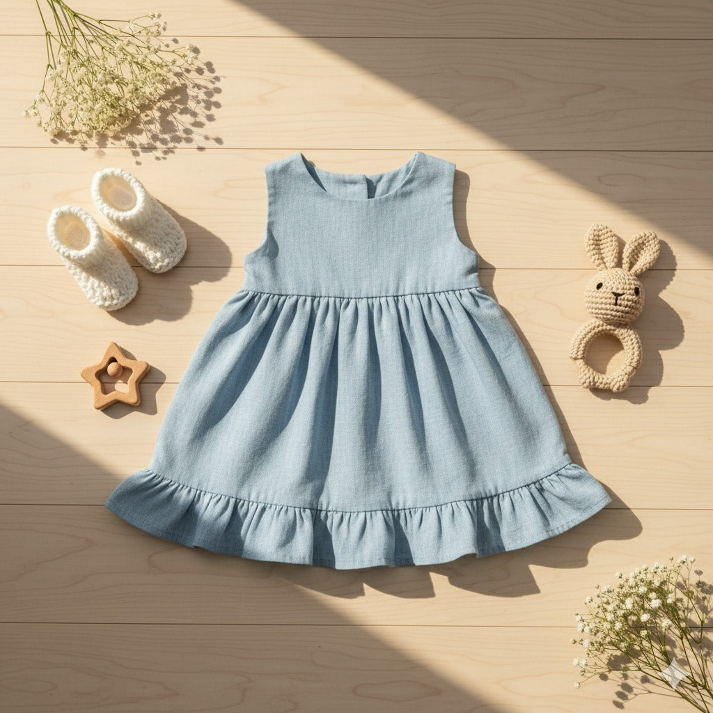 Light indigo muslin chambray - by the meter