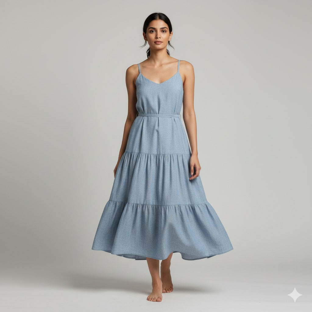 Light indigo muslin chambray - by the meter