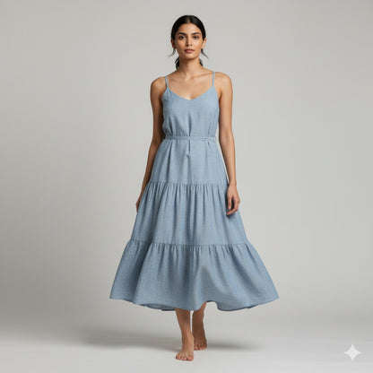 Light indigo muslin chambray - by the meter