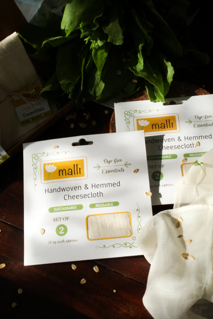 Handwoven Premium Cotton Kitchen Squares | 80s Count Dye-Free Cheesecloth for Paneer & Steaming