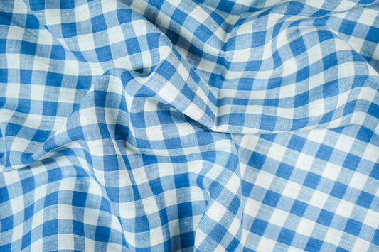 Boxy blue-white muslin checks