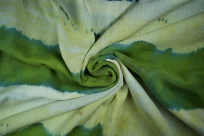 Indigo-yellow-green tie-dye muslin drape 5.5m