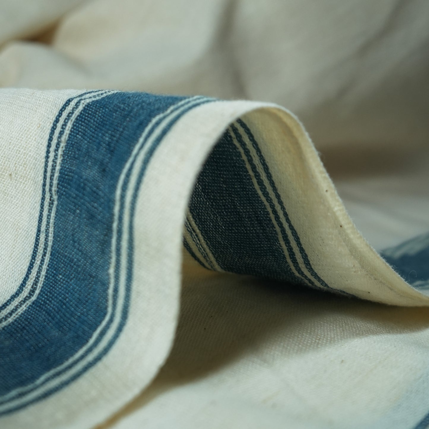 Natural Dye Dhoti - Indigo Border