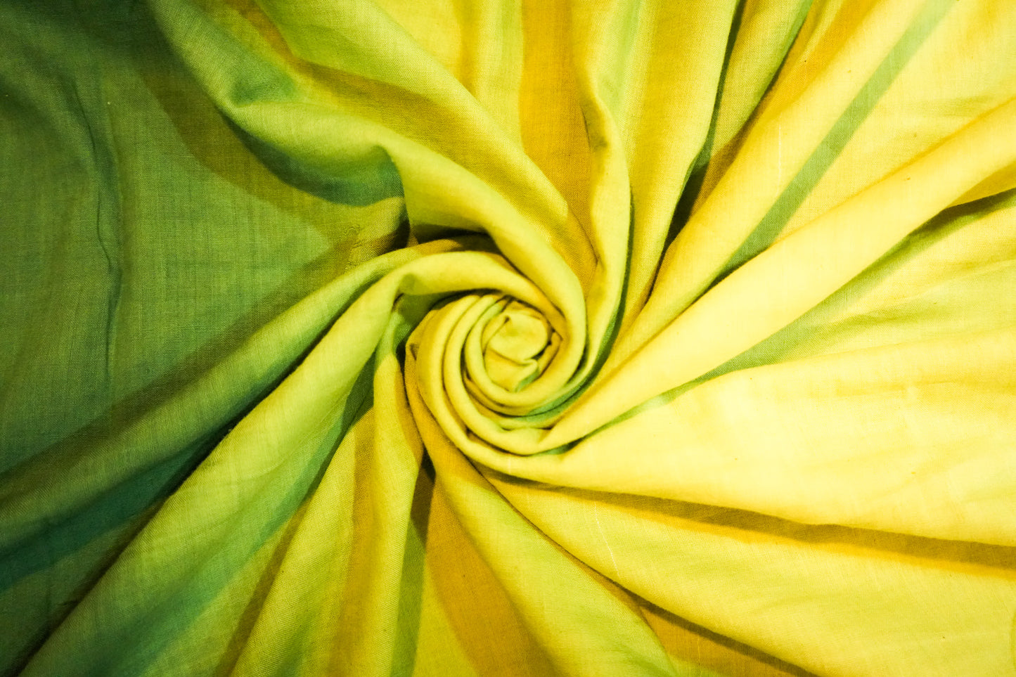 Indigo-yellow-green tie-dye muslin drape 5.5m