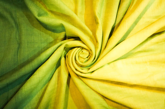 Indigo-yellow-green tie-dye muslin drape 5.5m