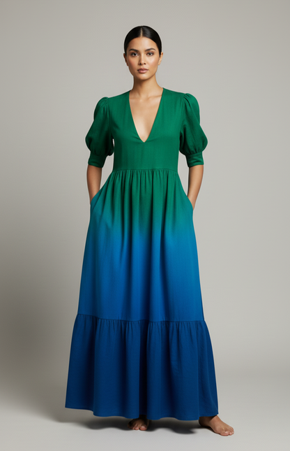 Indigo-green ombre - 3 meter