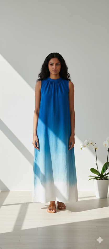 Indigo white ombre - 3 meter