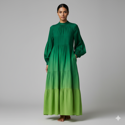 Moss Green Ombre Bengal Muslin - 5.5 meter