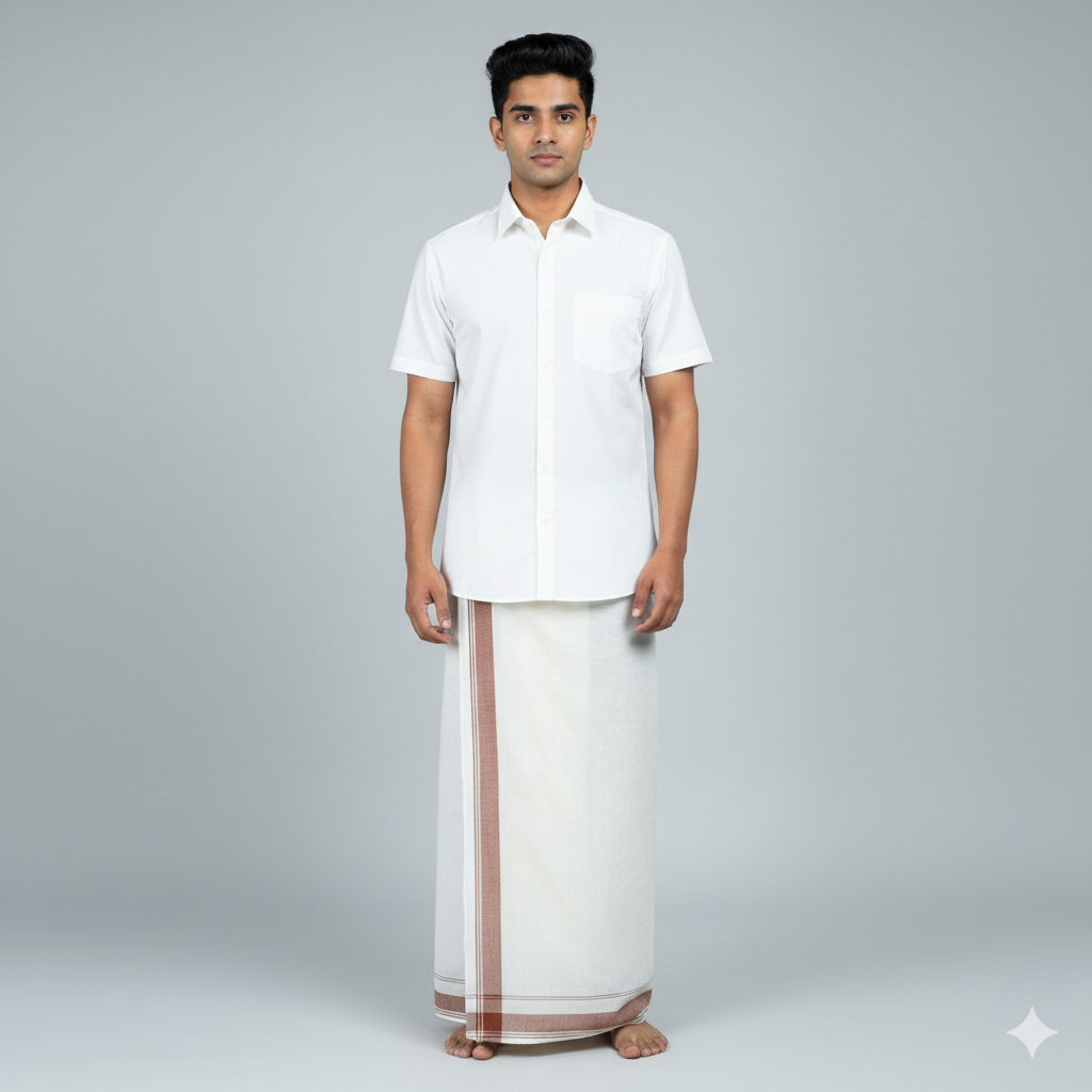 Natural Dye Dhoti - Arakku Border - 2 meter