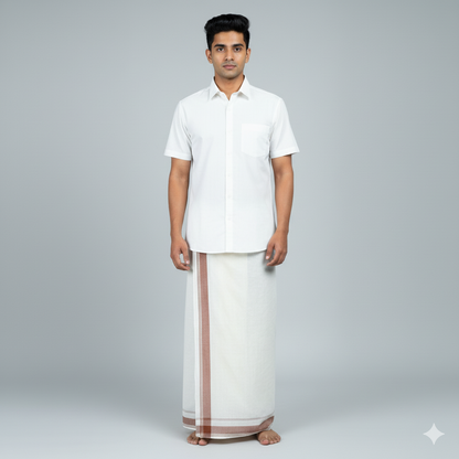 Natural Dye Dhoti - Arakku Border - 2 meter