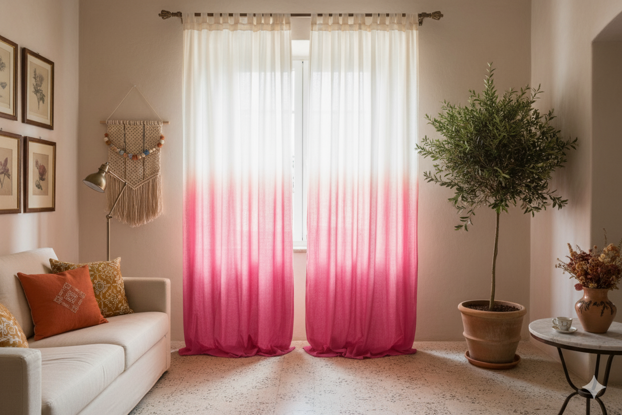 Dusky pink - white ombre - 3 meter
