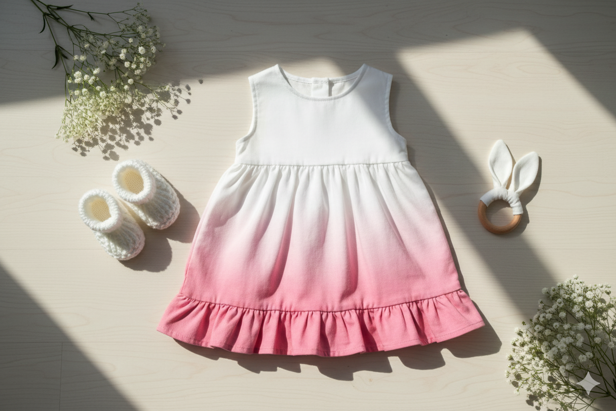 Dusky pink - white ombre - 3 meter