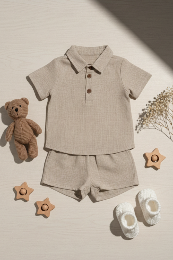 Sandal brown muslin chambray - by the meter