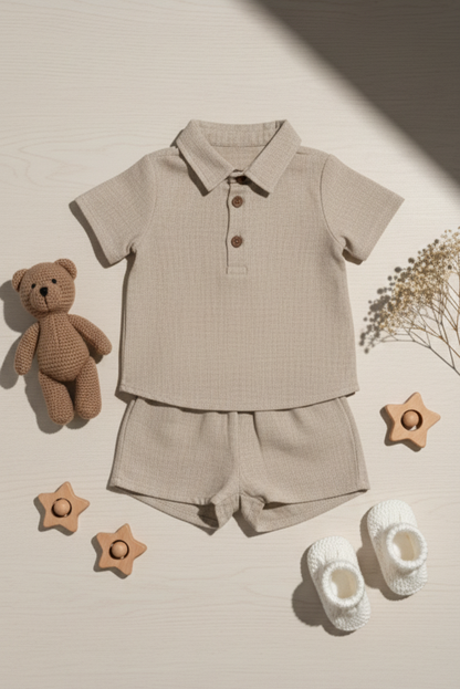 Sandal brown muslin chambray - by the meter