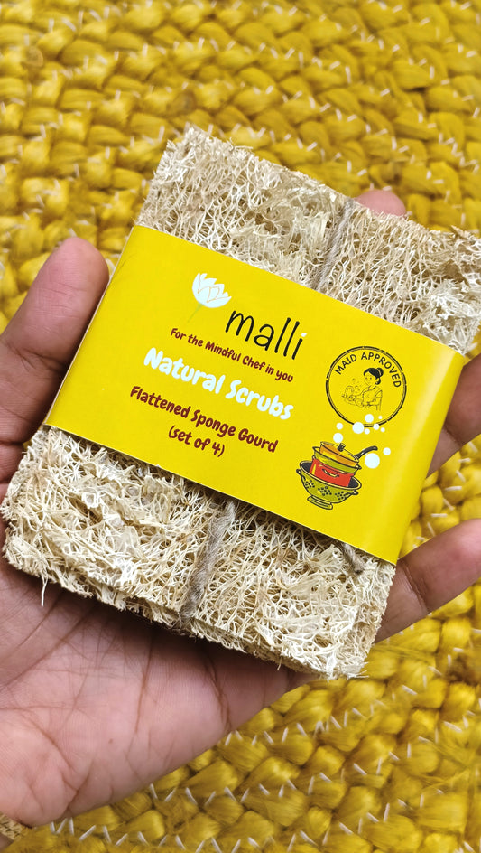 Natural Luffa Dish Scrubs | 100% Plant-Based Sponge Gourd for Eco-Friendly Dishwashing Set of 4