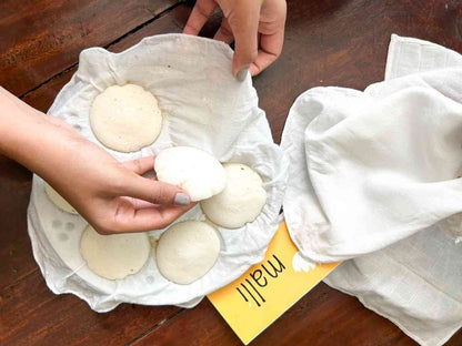 Premium 13-inch Handloom Idly Thuni | Pre-Hemmed Cotton Steamer Cloth for Kundan Thattu | Chemical-Free & Less-Stick