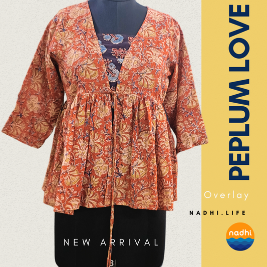 Peplum Overlay Top in  Mulcotton